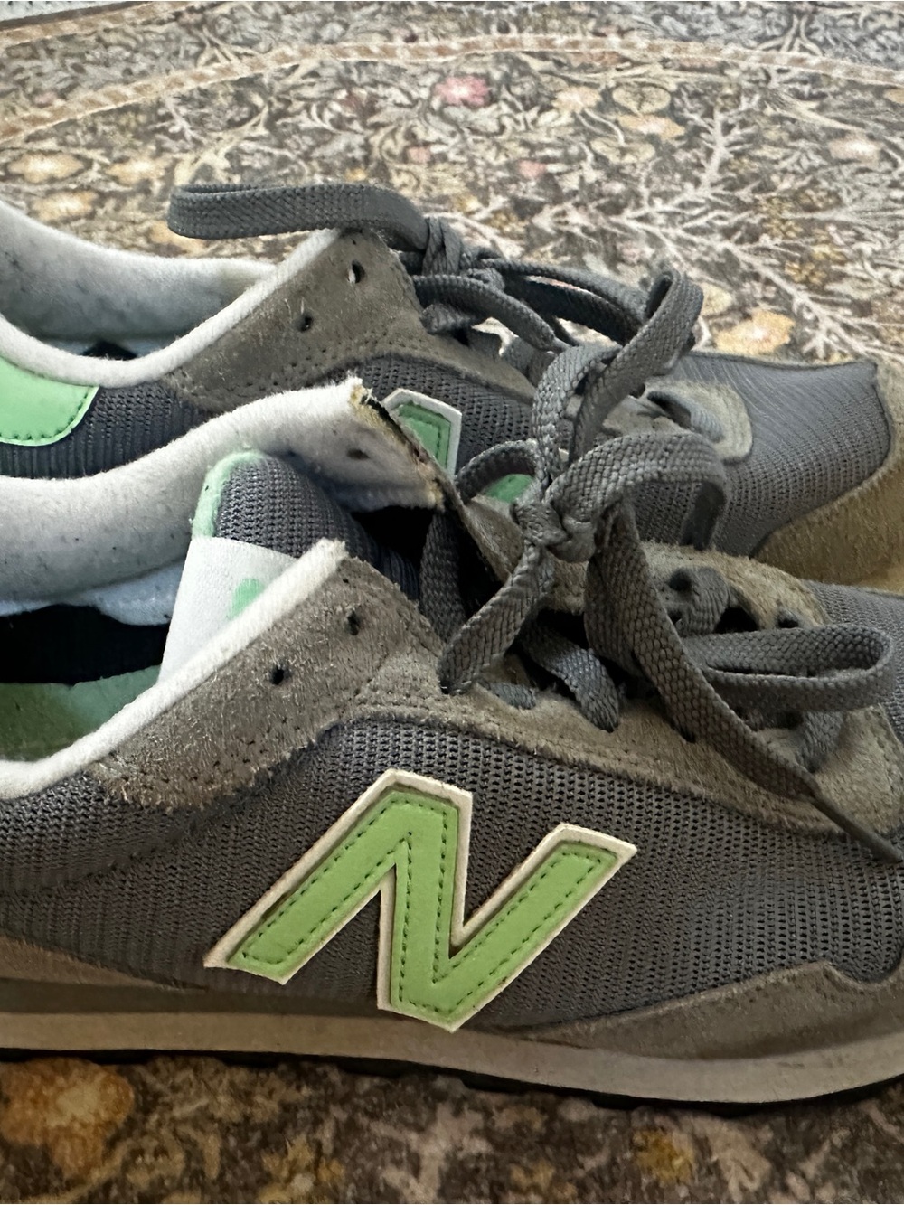 New Balance Women’s Gray 515 Sneakers with Mint Green Accent